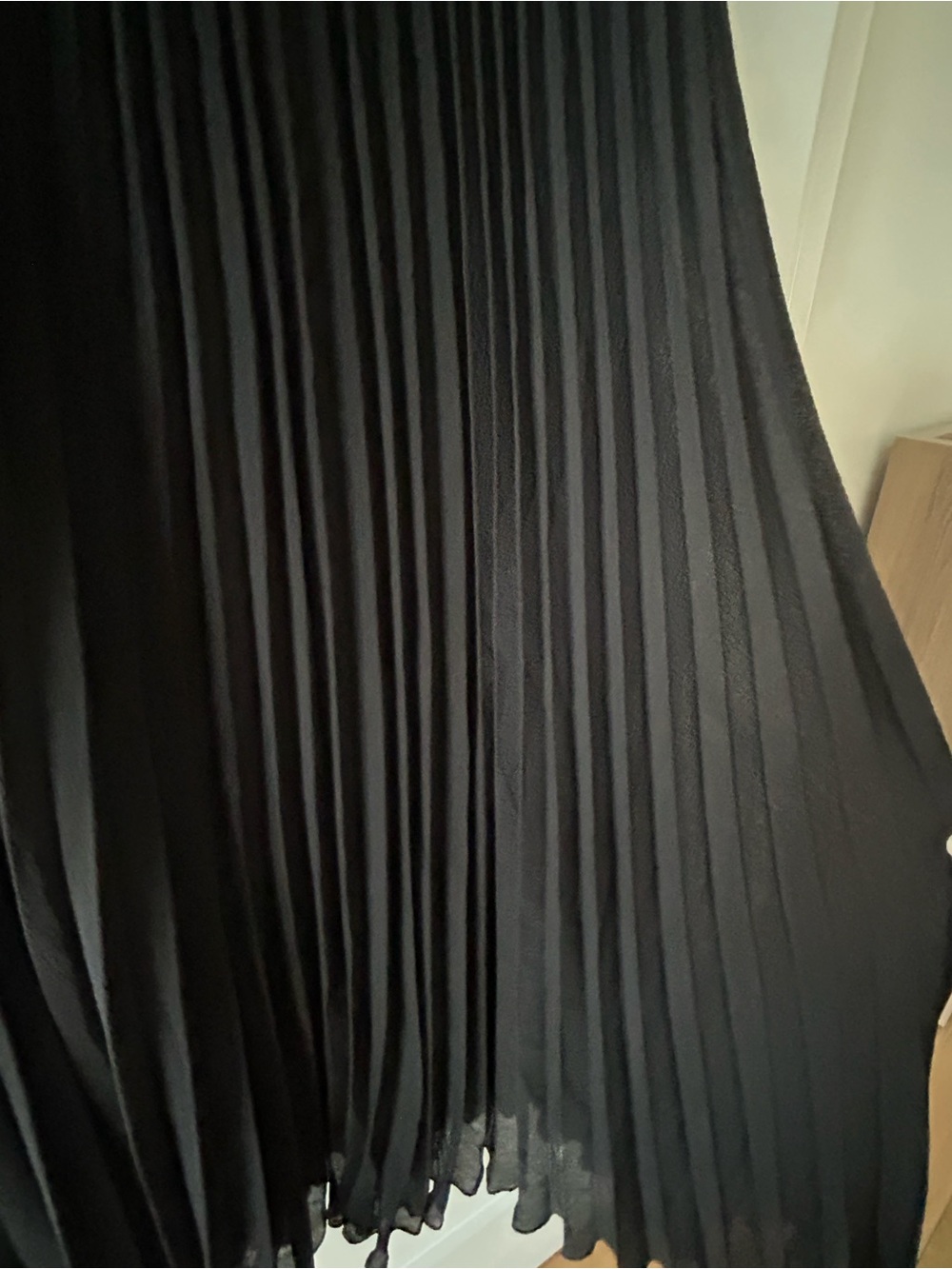 City Chic Black Dress - Sheer Top and Sleeves & Pleated Skirt, Brown Belt - Picture 12 of 14